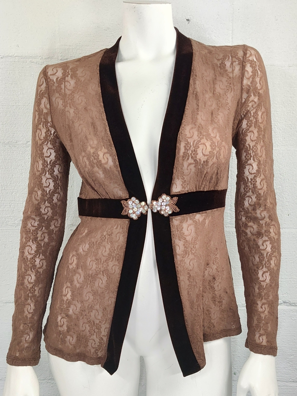 Only Hearts Vintage Open Front Stretch Lace Cardigan Top